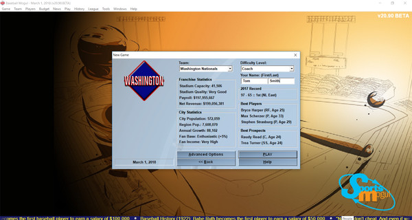 Скриншот из Baseball Mogul 2018