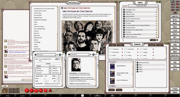 Скриншот из Fantasy Grounds - Pulp Cthulhu (CoC7E)