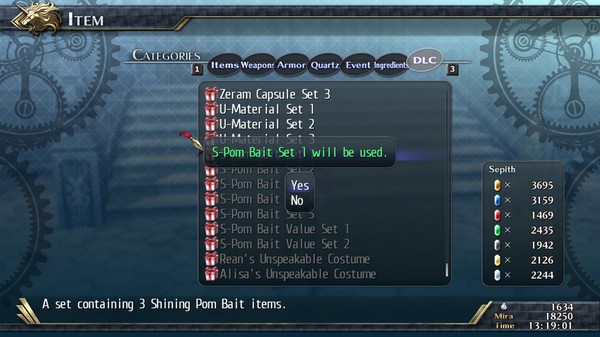 Скриншот из The Legend of Heroes: Trails of Cold Steel II - Shining Pom Bait Set 1