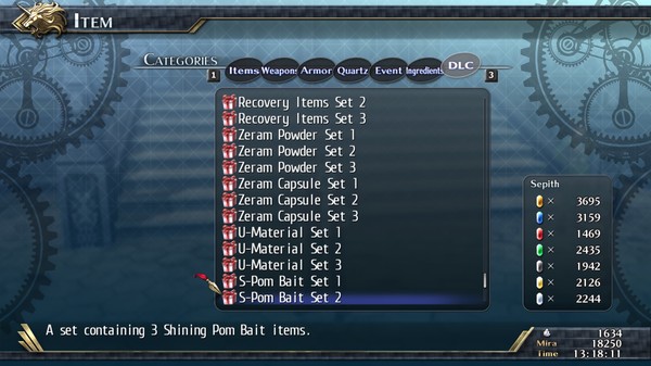 Скриншот из The Legend of Heroes: Trails of Cold Steel II - Shining Pom Bait Set 2