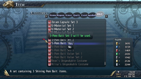 Скриншот из The Legend of Heroes: Trails of Cold Steel II - Shining Pom Bait Set 3