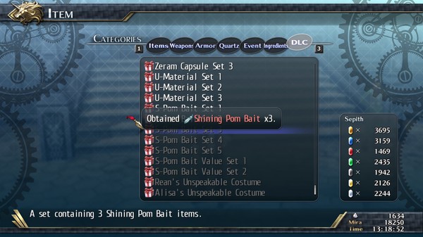 Скриншот из The Legend of Heroes: Trails of Cold Steel II - Shining Pom Bait Set 3