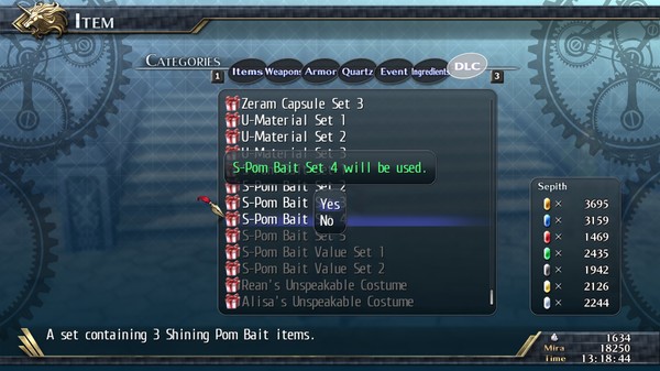 Скриншот из The Legend of Heroes: Trails of Cold Steel II - Shining Pom Bait Set 4