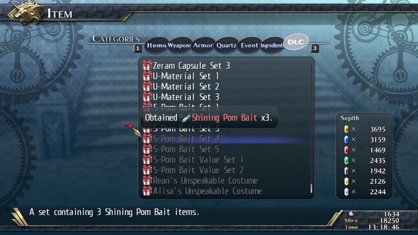 Скриншот из The Legend of Heroes: Trails of Cold Steel II - Shining Pom Bait Set 4