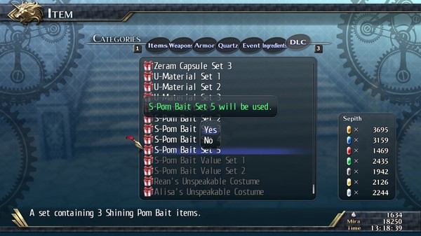 Скриншот из The Legend of Heroes: Trails of Cold Steel II - Shining Pom Bait Set 5