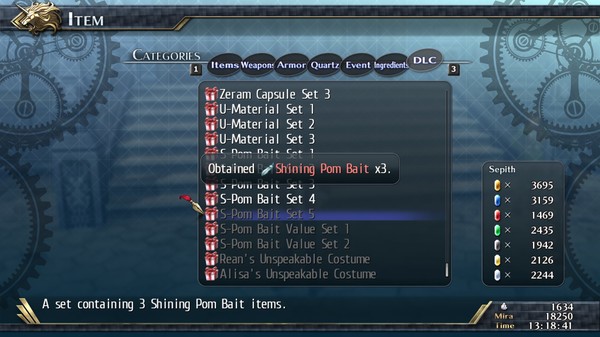 Скриншот из The Legend of Heroes: Trails of Cold Steel II - Shining Pom Bait Set 5