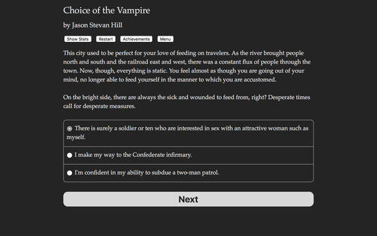 Choice of the Vampire game for Linux 1