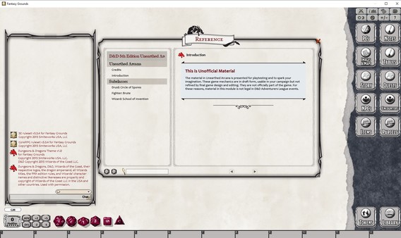 Скриншот из Fantasy Grounds - D&D: Unearthed Arcana