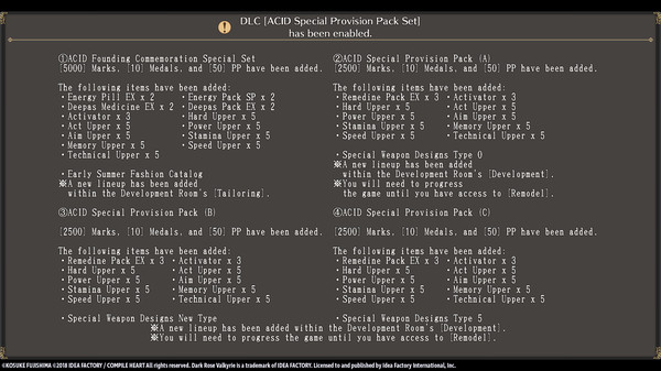 Скриншот из Dark Rose Valkyrie: ACID Special Provision Pack Set