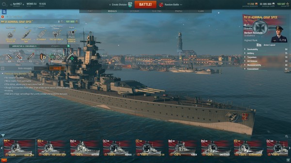 Скриншот из World of Warships — Admiral Graf Spee Pack