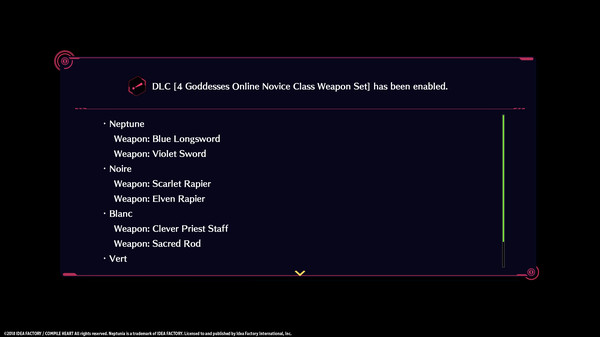 KHAiHOM.com - Megadimension Neptunia VIIR - 4 Goddesses Online Novice Class Weapon Set | 四女神オンライン 駆け出し級 武器セット | 四女神Ｏｎｌｉｎｅ 新手級 武器套組