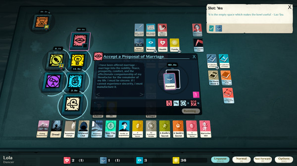 Скриншот из Cultist Simulator: The Dancer