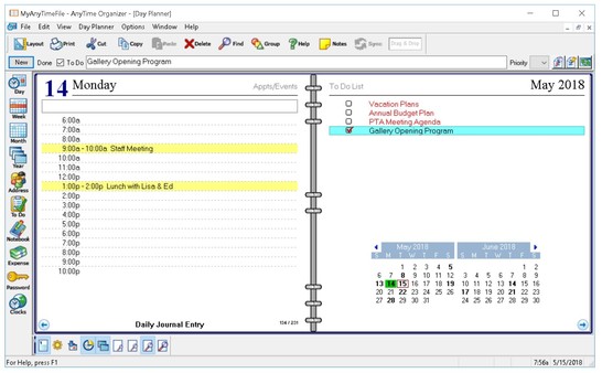 Скриншот из AnyTime Organizer Standard 16