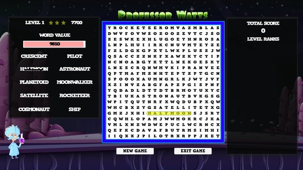 Professor Watts Word Search: Space Voyage minimum requirements