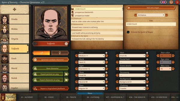 Spire of Sorcery – Character Generator game for Linux 1