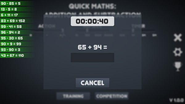 Quick Maths: addition and subtraction minimum requirements