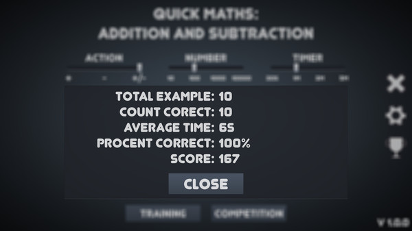 Quick Maths: addition and subtraction requirements