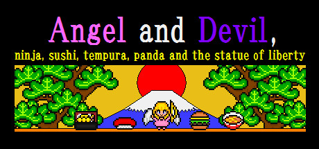 Angel and Devil,ninja,sushi,tempura,panda and the statue of liverty cover art