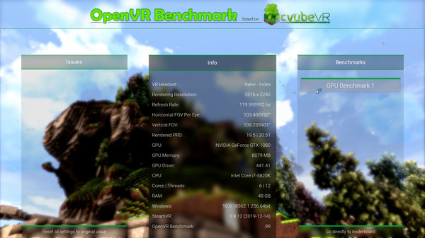Скриншот из OpenVR Benchmark