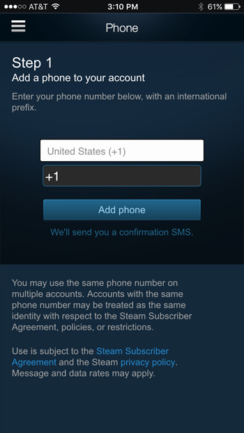 is there a steam support phone number