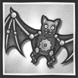Mix between cop-robot and man-bat.