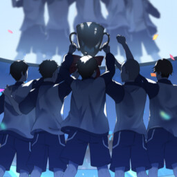 Hold the golden trophy high