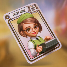 First Hire achievement icon for Monstrix TCG Card Shop