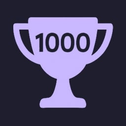 Thousand Club achievement icon for Relax Scramble: Endless Word Puzzle