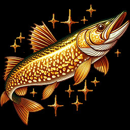 Golden pike trophy achievement icon for Fishing Relax