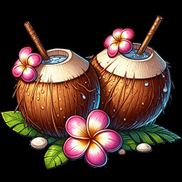 Couple coconut drinks achievement icon for Fishing Relax