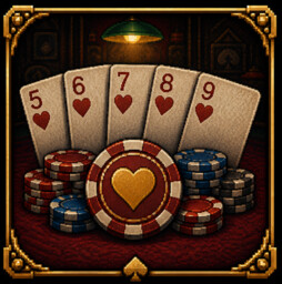 Straight Flush achievement icon for Tilting - A Noir Poker Career