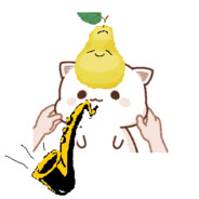 slightly small pear with a sax