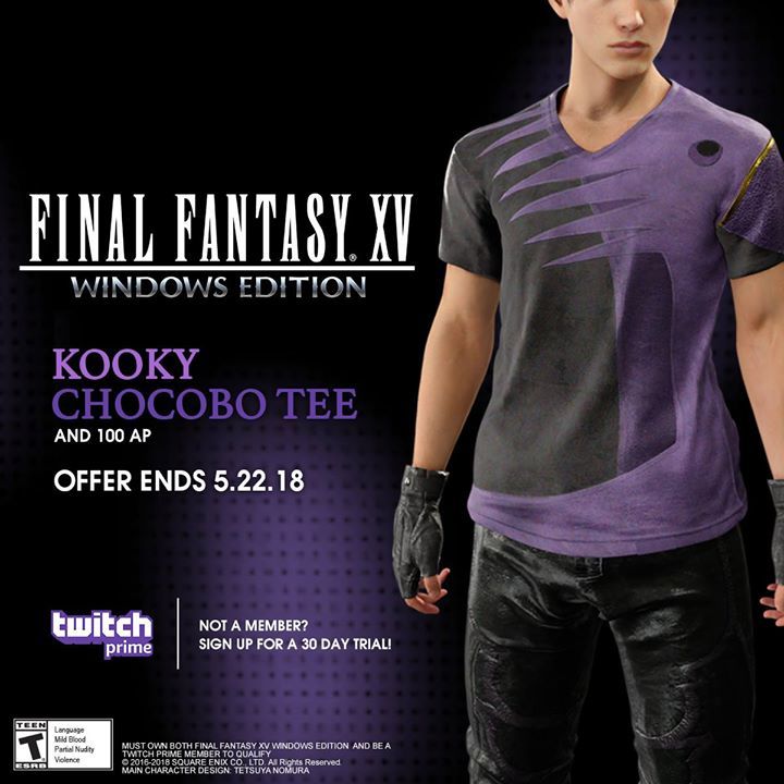 Final Fantasy Xv Windows Edition Twitch Prime Members Get A Kooky Chocobo Tee In Ffxv Windows Edition Steam News