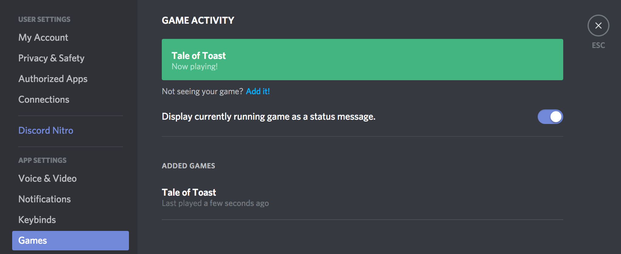 Nov 16 17 Patch 0 1 46 Tale Of Toast Speedis Discord Rich Presence We Have Integrated Discord Rich Presence With This You Can Let Others See That You Re Playing Tale Of Toast And Your Character Name Character Level And What Instance You Re