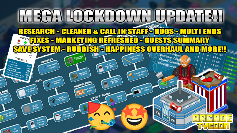 Arcade Tycoon Simulation Mega Lockdown Update 45 Updates Fixes Research Tree Save System Steam News - floor expansion vending machines and npcs in roblox arcade tycoon update 031