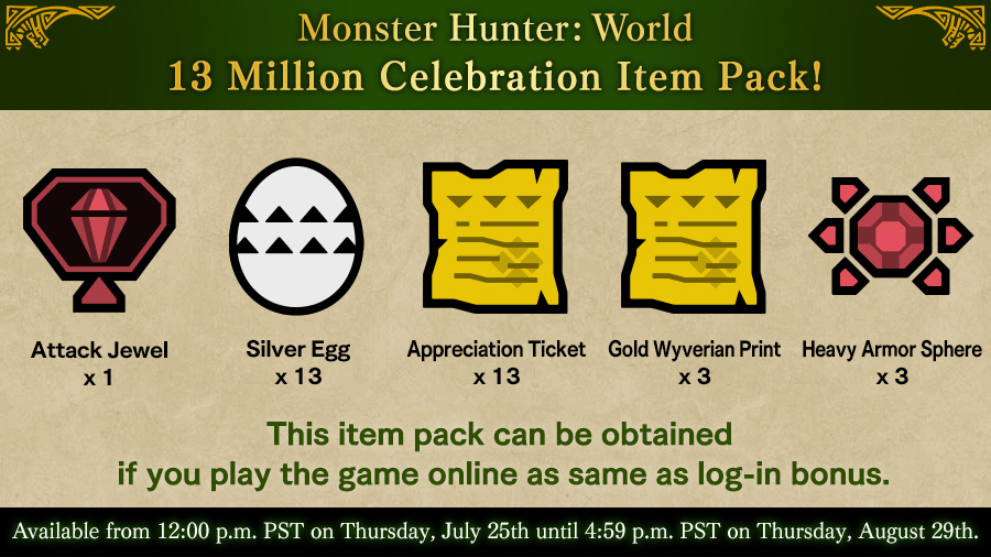 Bildergebnis fÃ¼r monster hunter world celebration item pack