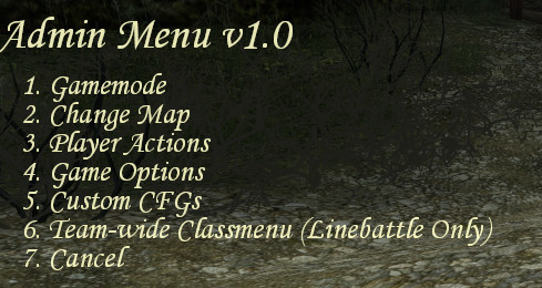 Admin menu preview with enumerated options