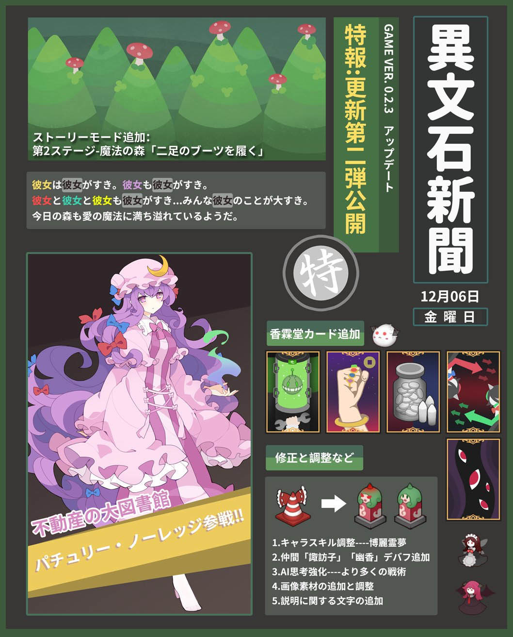 Zpravy Touhou Ibunseki Ayaria Dawn Recreation Biweekly Update 2