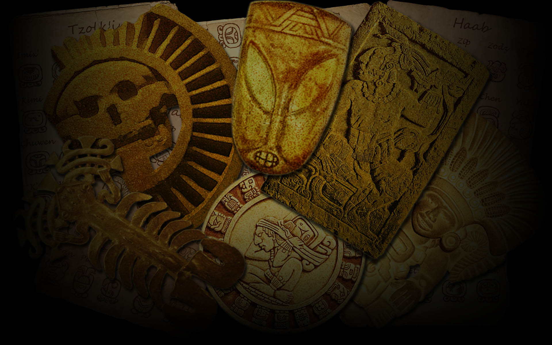 Golden Mayan Artifacts.