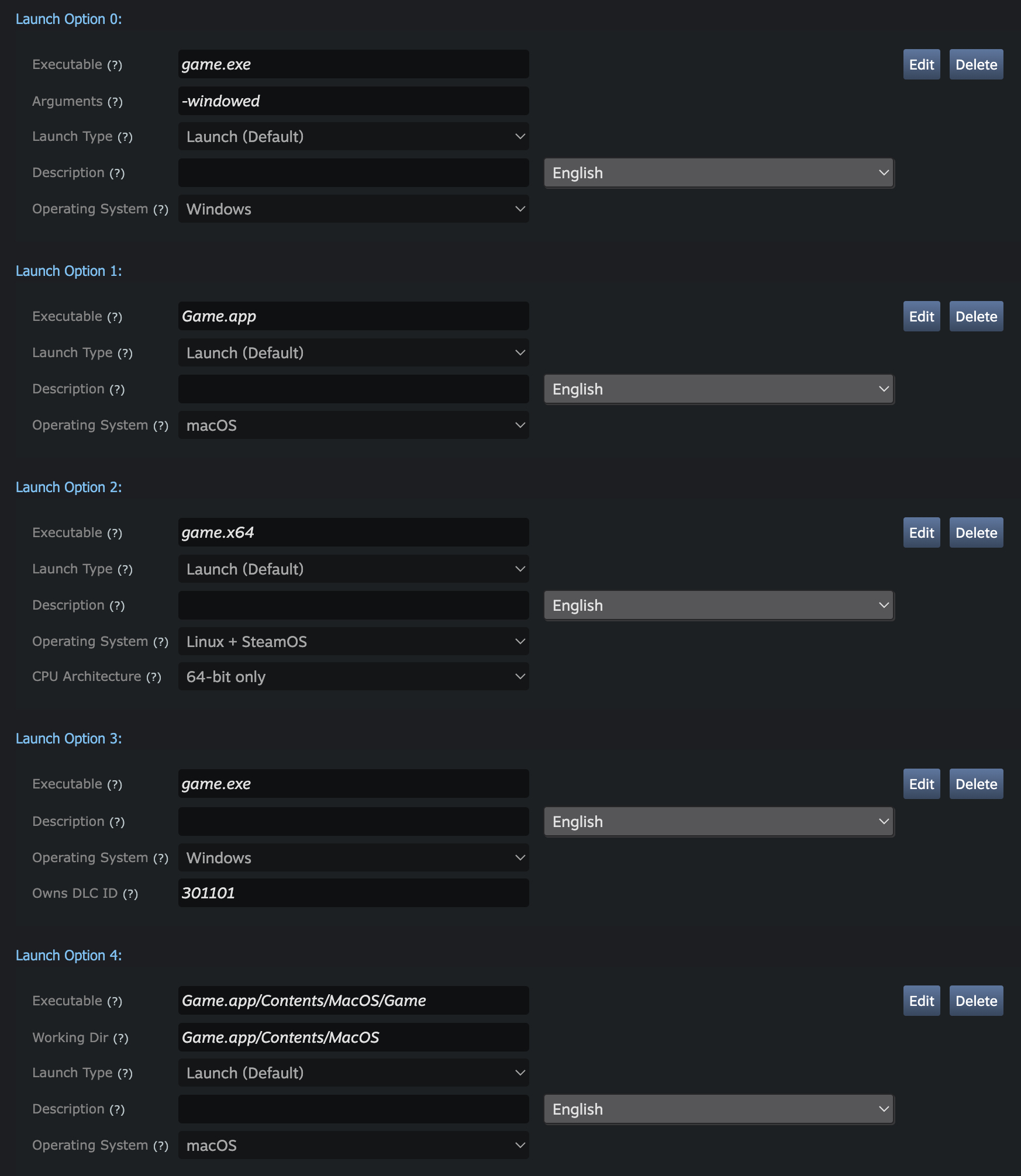 Configuração de transmissão (documentação do Steamworks)