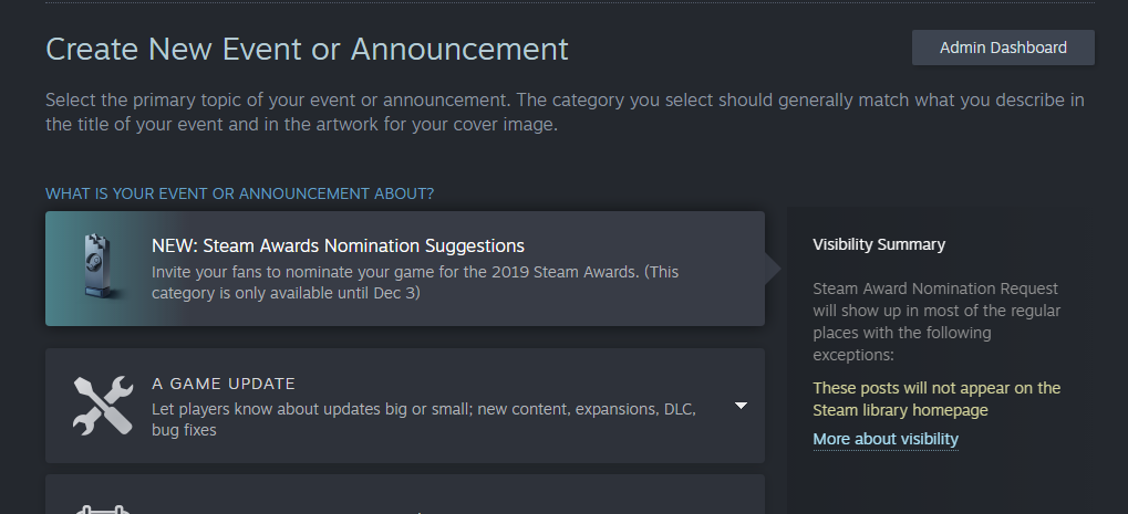 Steam Awards Nomination Tool Steamworks Documentation