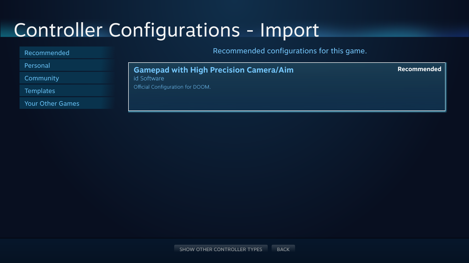 Config generic configuration. Документация Steam. Me Controller configuration.