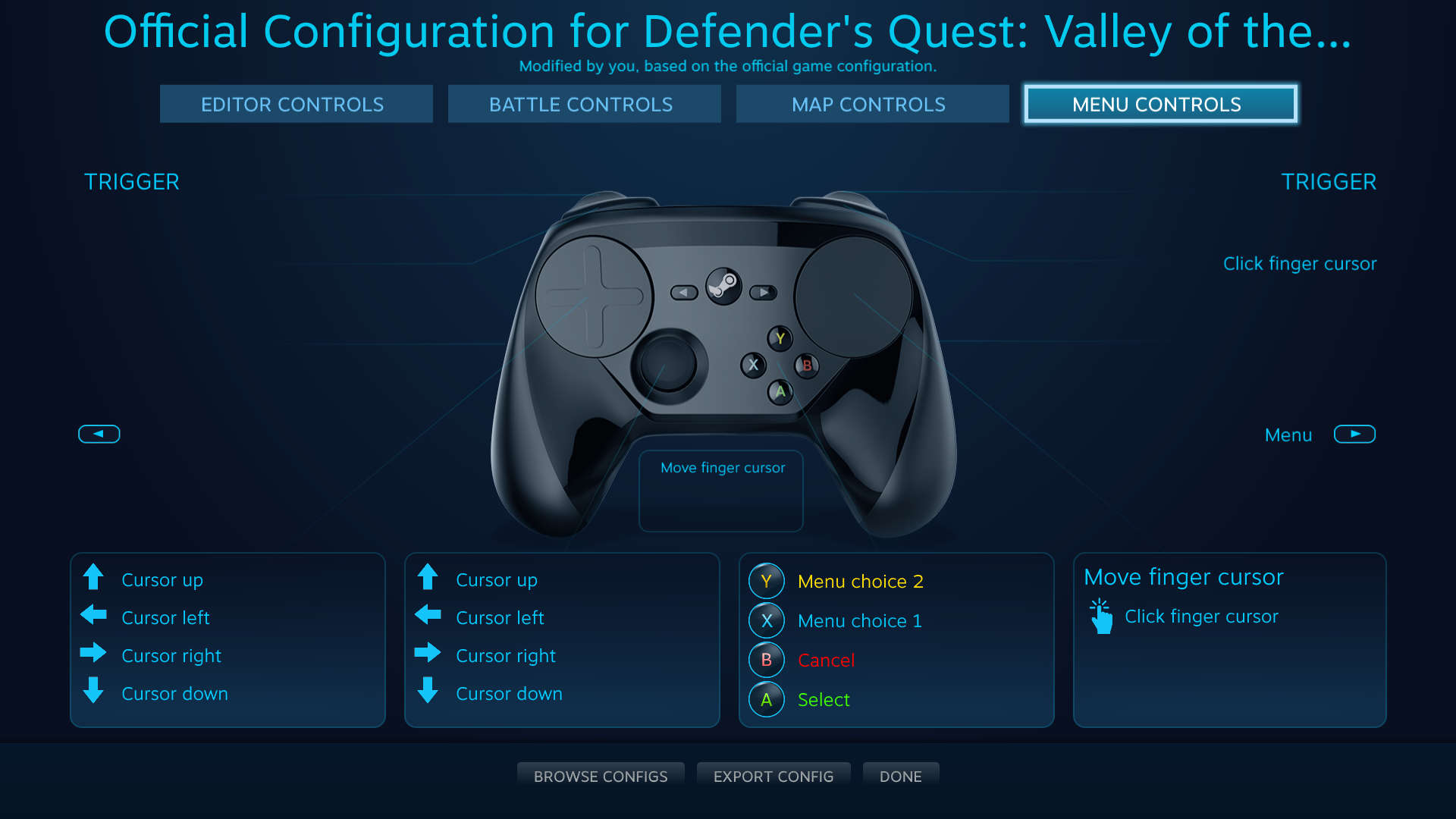 where do i install steam controller configs