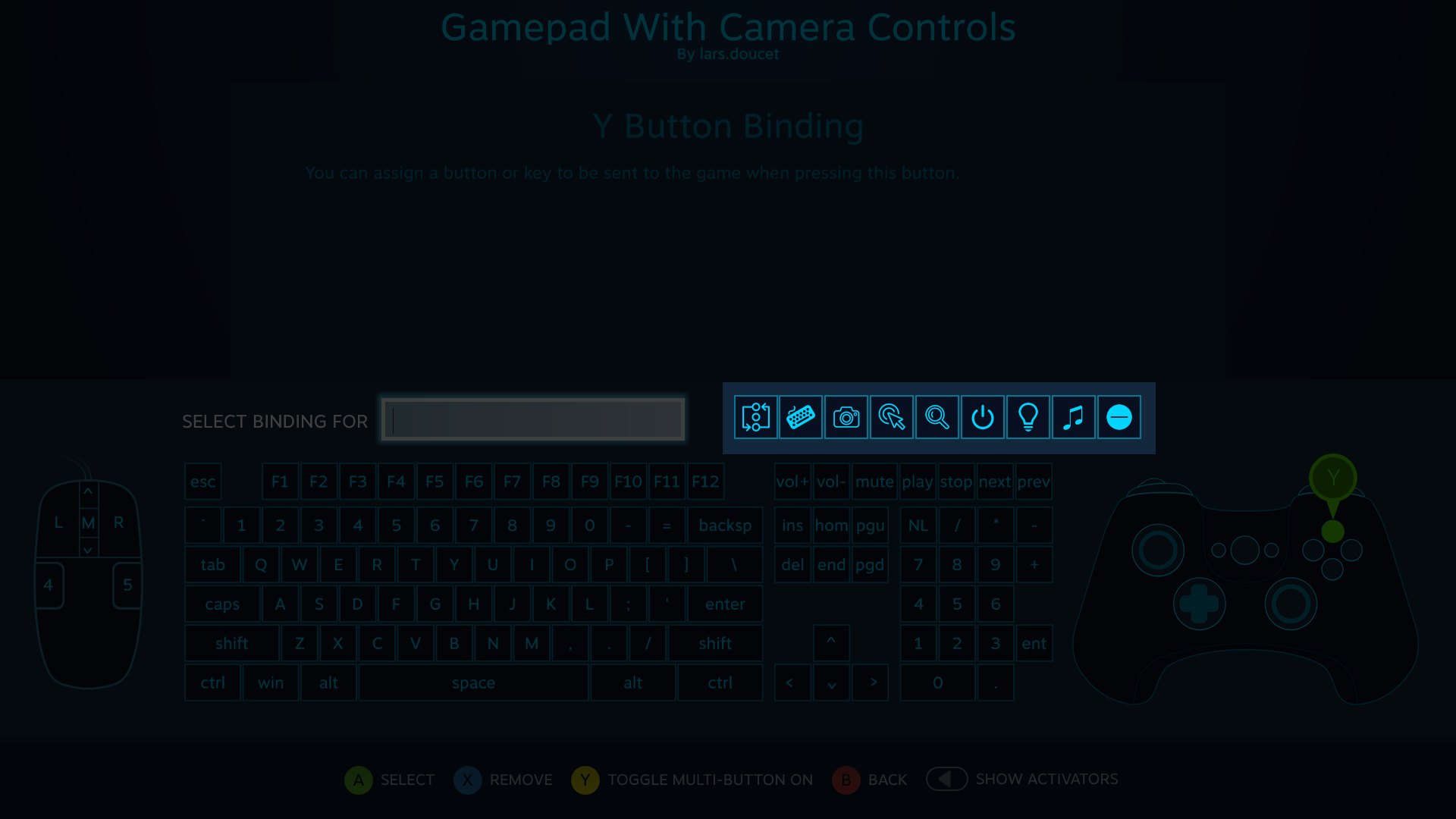 steam controller software action layers keyboard hotkey