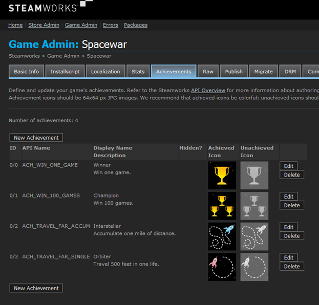 Step By Step Achievements Steamworks ドキュメント