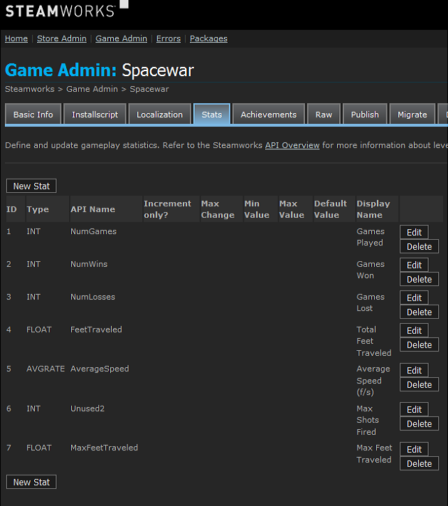 Step by Step: Stats (Steamworks Documentation)