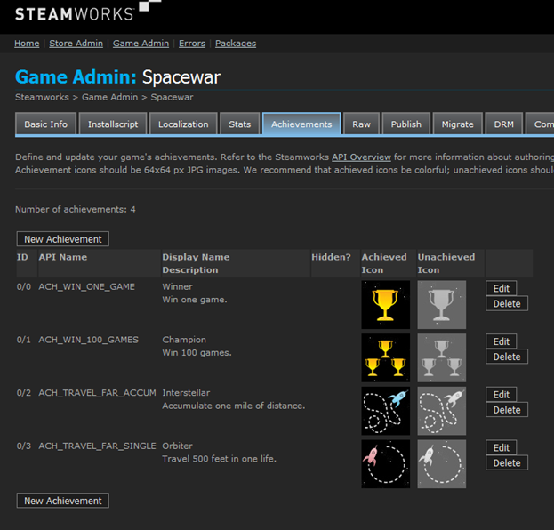 ステップバイステップ 実績 Steamworks ドキュメント